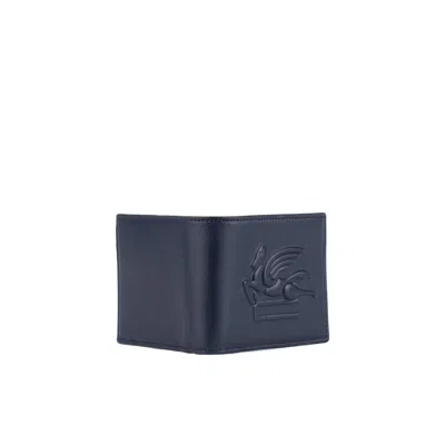 Etro Blue Embossed Logo Wallet In Blue