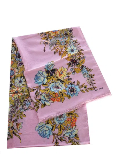 Etro Bouquet Scarf In Pink