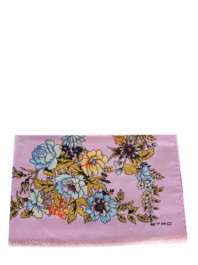 Etro Bouquet Scarf In Pink