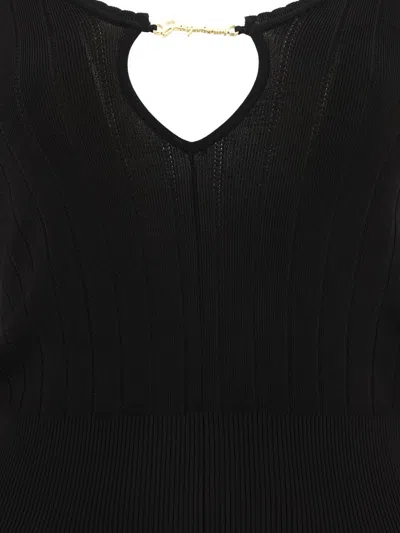 Jacquemus Black Long Sleeve Top With Logo Detail And Cut-out In Black