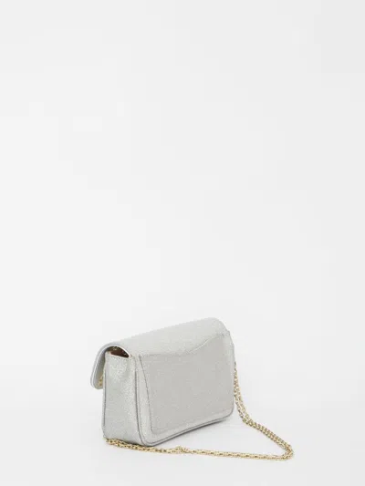 Roger Vivier Jeu De Fille Glittered Clutch In Silver