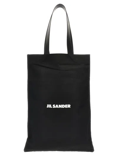 Jil Sander Flat Shopper Large Shopping Bag In Black