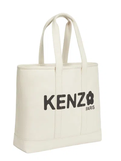 Kenzo Large ` Utility` Canvas Tote Bag In Beige