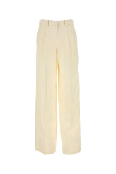 Magda Butrym Cream Wool Blend Wide-leg Pant In Beige