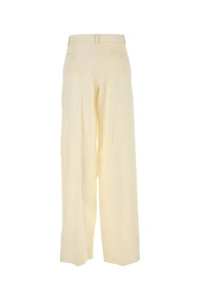 Magda Butrym Cream Wool Blend Wide-leg Pant In Beige