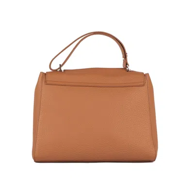 Orciani Sveva Soft Medium Leather Shoulder Bag With Almond Shoulder Strap In White