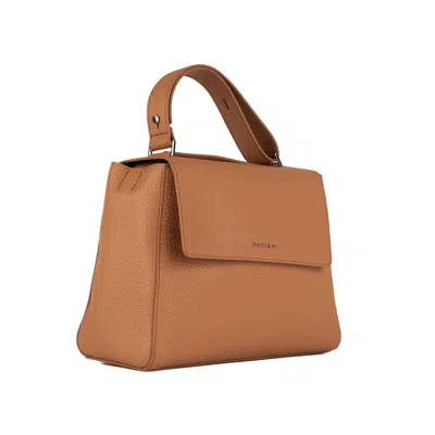 Orciani Sveva Soft Medium Leather Shoulder Bag With Almond Shoulder Strap In White