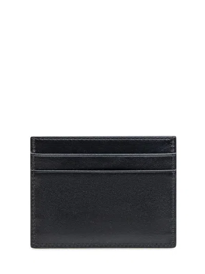 Palm Angels Gothic Leather Logo Cardholder With Tonal Stitching In Black