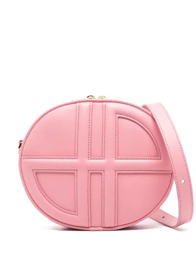 Patou Leather Shoulder Bag Adjustable Strap In Pink
