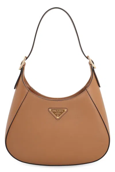Prada Elegant Saddle Brown Leather Mini Shoulder Bag In Brown