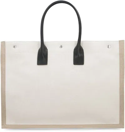 Saint Laurent Canvas Tote Bag In Beige