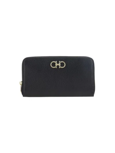 Ferragamo Gancini Continental Wallet In Black