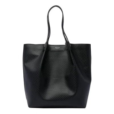 Serapian Medium Vertical Secret Monogram-embossed Tote Bag In Negro