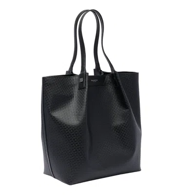 Serapian Medium Vertical Secret Monogram-embossed Tote Bag In Negro