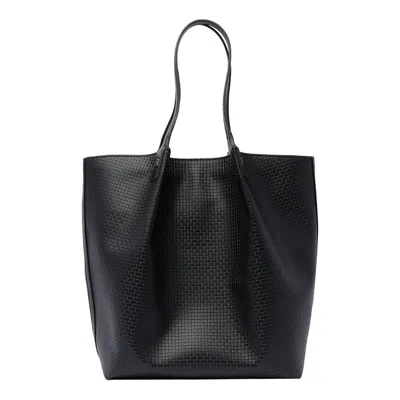 Serapian Medium Vertical Secret Monogram-embossed Tote Bag In Negro