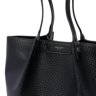 Serapian Medium Vertical Secret Monogram-embossed Tote Bag In Negro