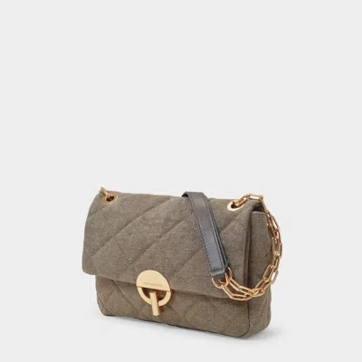 Vanessa Bruno Moon Quilted Linen Chain Bag In Brown