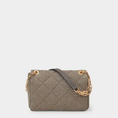 Vanessa Bruno Moon Quilted Linen Chain Bag In Brown