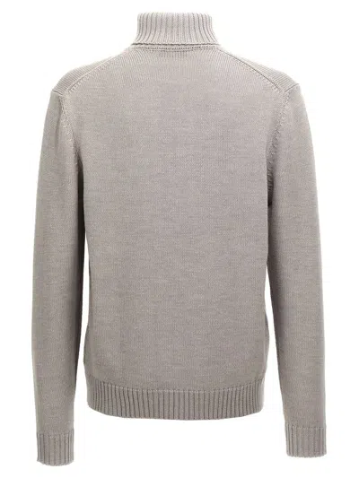 Zanone Wool Turtleneck Sweater With Classic Knit Texture In Grey