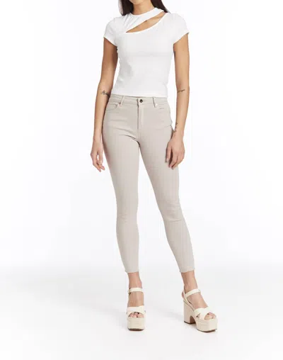 Tractr High Rise Color Skinny Jeans In Dove In Beige