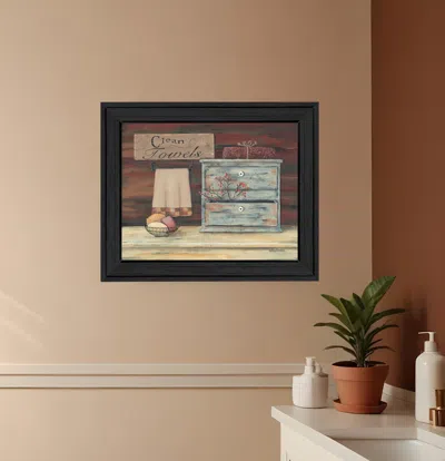 Homezia Clean Towels 1 Black Framed Print Bathroom Wall Art