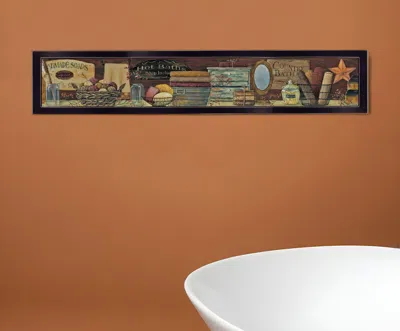 Homezia Country Bath Shelf 4 Black Framed Print Bathroom Wall Art