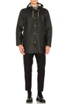 Stutterheim Stockholm Hooded Raincoat In Black