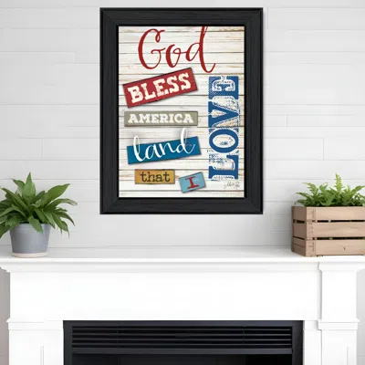 Homezia God Bless America 4 Black Framed Print Wall Art