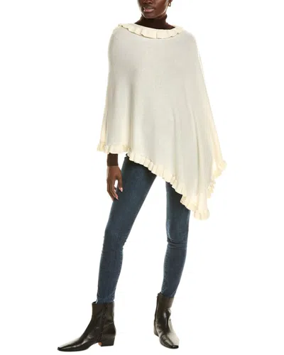 Sofiacashmere Ruffle Trim Wool & Cashmere-blend Poncho In Beige