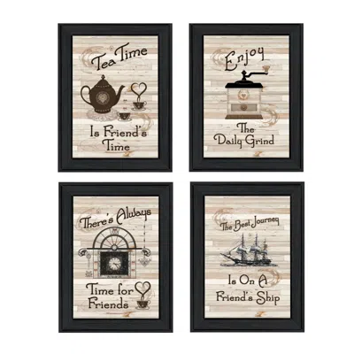Homezia Set Of Four Friendship 1 Black Framed Print Kitchen Wall Art