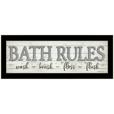Homezia Bath Rules 3 Black Framed Print Bathroom Wall Art