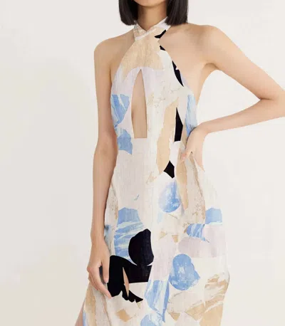 Rumer Leila X Front Maxi In Blue Multi In Beige