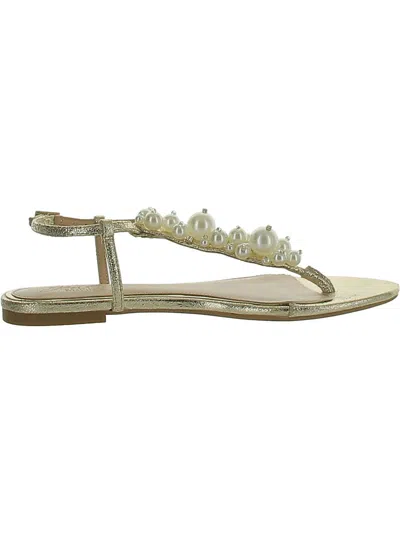 Jewel Badgley Mischka Womens Adjustable Embellished T-strap Sandals In Green