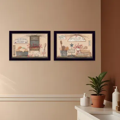 Homezia Set Of Two Wash Room Black Framed Print Bathroom Wall Art