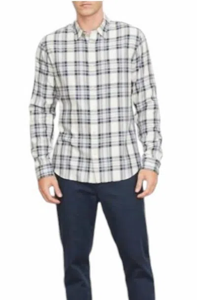 Vince Men's Ocean Plaid Shirt In Coastal Plaid In White