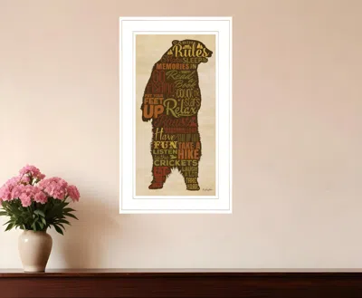 Homezia Cabin Rules 3 White Framed Print Wall Art