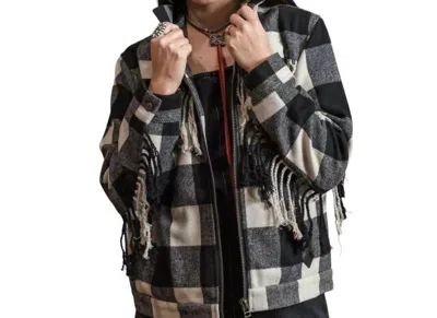 Sts Ranchwear Oaklie Zip Up Jacket In Black/cream In Grey