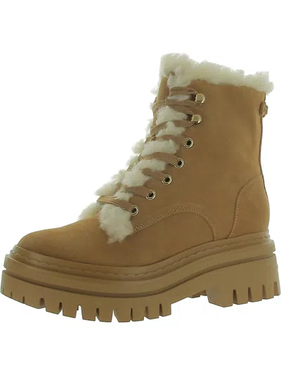 SAM EDELMAN KYLER 2 WOMENS SUEDE LUGGED SOLE SHEARLING BOOTS 