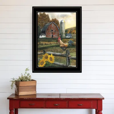 Homezia Early Rooster 4 Black Framed Print Wall Art