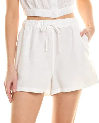 Shop Onia Air Linen-blend Elastic Drawstring Short In Beige
