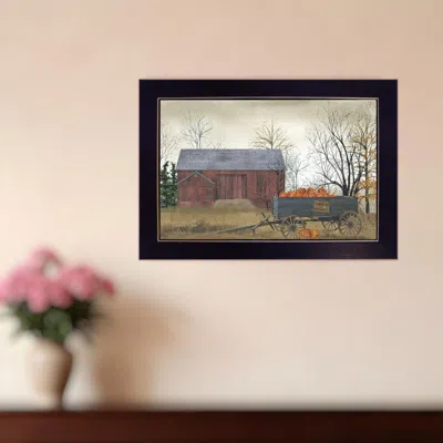 Homezia Pumpkin Wagon 1 Black Framed Print Wall Art