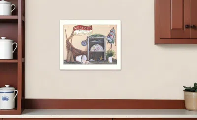 Homezia Seafood Shack White Picture Frame Print Kitchen Wall Art