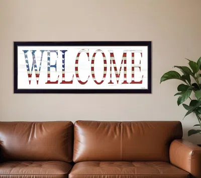 Homezia Patriotic Welcome 3 Black Framed Print Wall Art