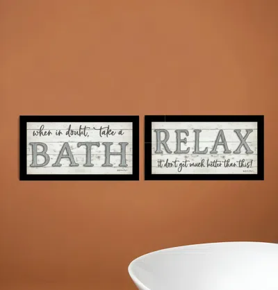 Homezia Set Of Two Bath Relax 3 Black Framed Print Bathroom Wall Art