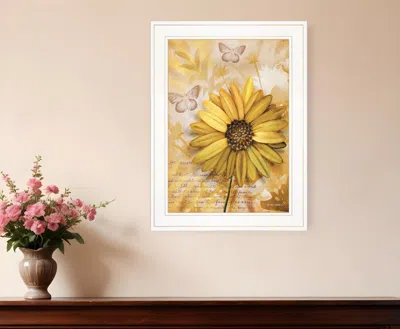 Homezia Flowers And Butterflies Ii 2 White Framed Print Wall Art