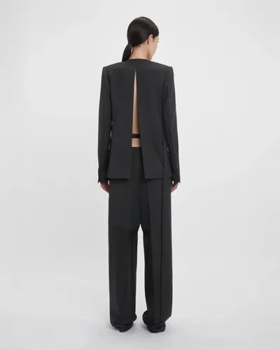 Victoria Beckham Tailored Wool Pants In Charcoal