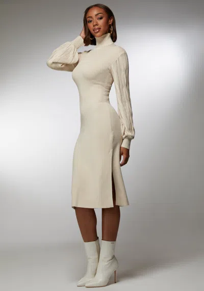 Bebe Midi Sweater Dress In Oatmeal