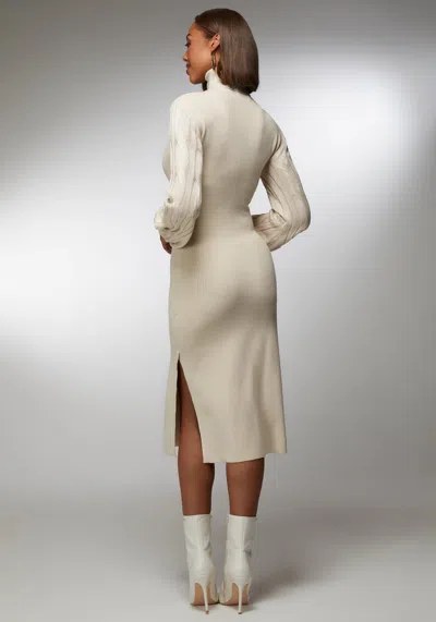 Bebe Midi Sweater Dress In Oatmeal