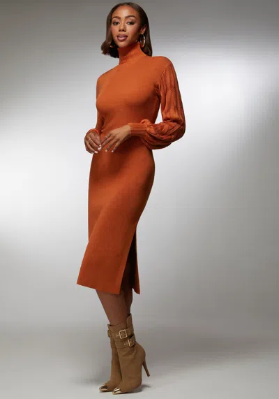 Bebe Midi Sweater Dress In Spice