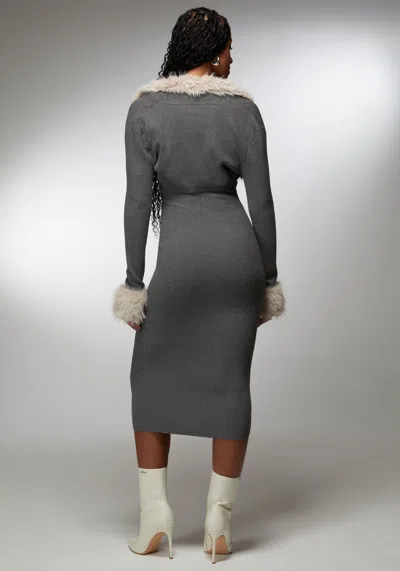 Bebe X Ciara Two Piece Sweater Dress In Grey,brown